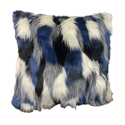 Plutus Black, Blue & White Animal Faux Fur Luxury Throw Pillow - Plutus Brands