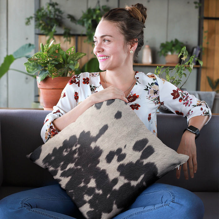 Plutus Black Cowhide Animal Luxury Throw Pillow - Plutus Brands