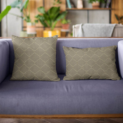 Plutus Bronze Kona Embroydery, Some Shine To This Pattern Luxury Throw Pillow - Plutus Brands