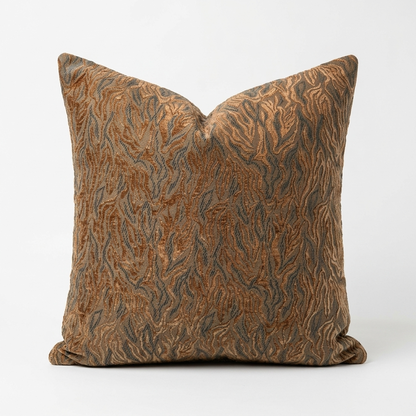 Plutus Burnished Bronze Yarns Shiny Fabric With Twig Pattern Luxury Throw Pillow
