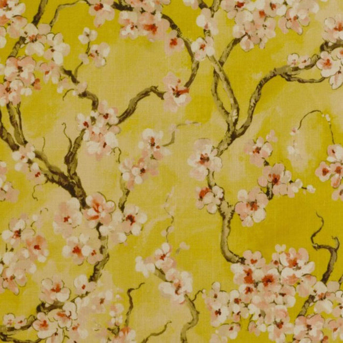 Plutus Curry Garden Cherry Blossoms Printed On A Linen Looking Polyester. Luxury Throw Pillow - Plutus Brands