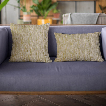 Plutus Golden Yarns Shiny Fabric With Twig Pattern Luxury Throw Pillow - Plutus Brands