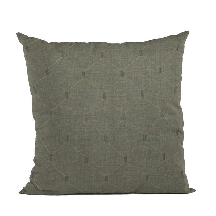 Plutus Slate Grey Kona Embroydery, Some Shine To This Pattern Luxury Throw Pillow - Plutus Brands