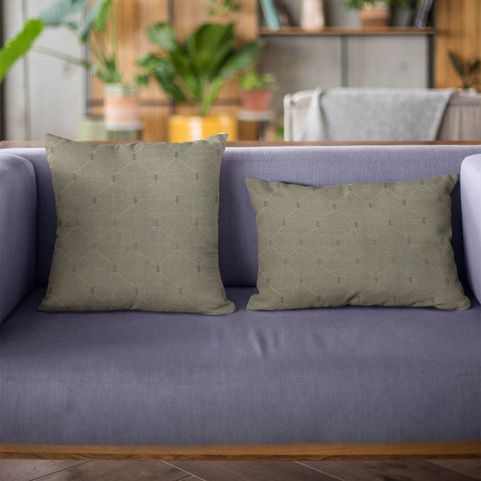 Plutus Slate Grey Kona Embroydery, Some Shine To This Pattern Luxury Throw Pillow - Plutus Brands