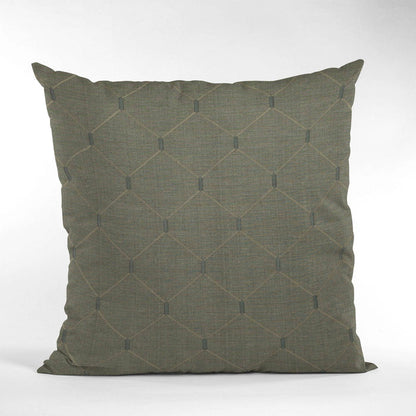 Plutus Slate Grey Kona Embroydery, Some Shine To This Pattern Luxury Throw Pillow - Plutus Brands