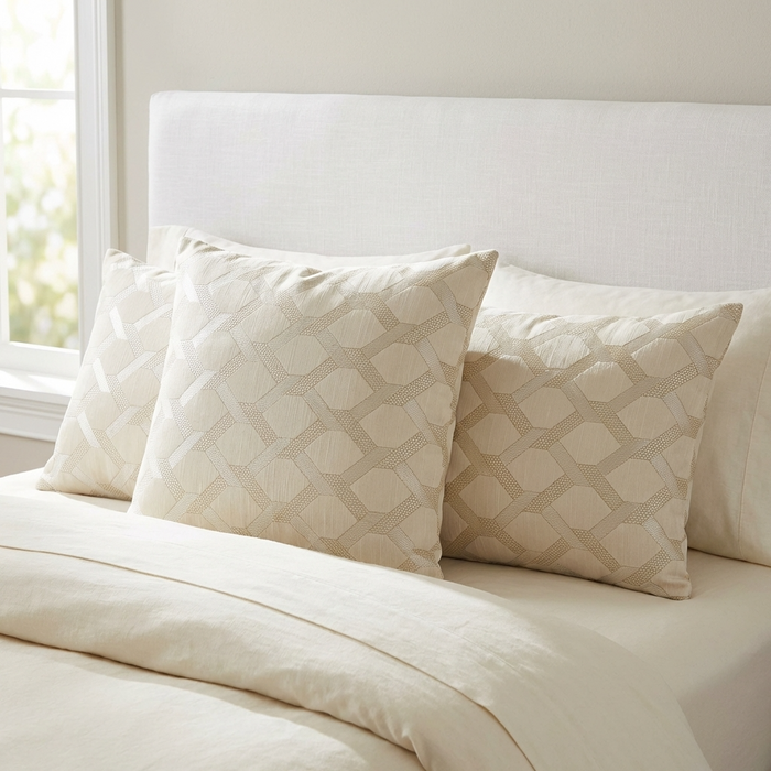 Plutus Wheat Diamond Shiny Fabric With Embroydery Luxury Throw Pillow