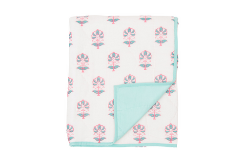 Primrose Aqua Pink Baby Quilt