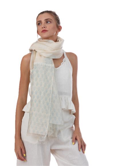 Provence Blue Silk Cotton Scarf