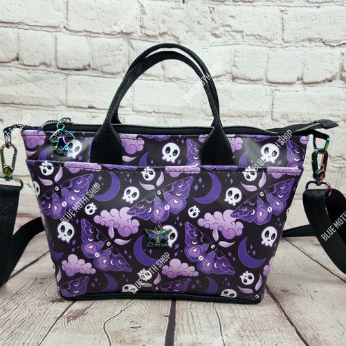 Purple Goth Moth Totini tote/ shoulder/ crossbody bag