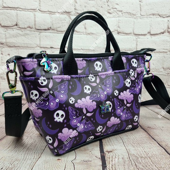 Purple Goth Moth Totini tote/ shoulder/ crossbody bag