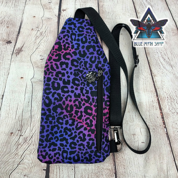 Purple Leopard Mini Travel Sling Bag