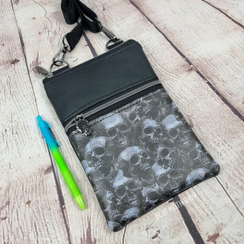 Real Skulls Faux Leather Crossbody Phone Bag