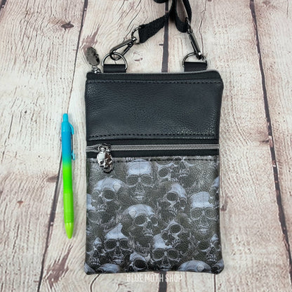 Real Skulls Faux Leather Crossbody Phone Bag