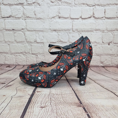 Red Death Moth 4inch heels with staps