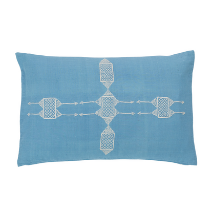 Rufia Cornflower Blue Embroidered Pillow