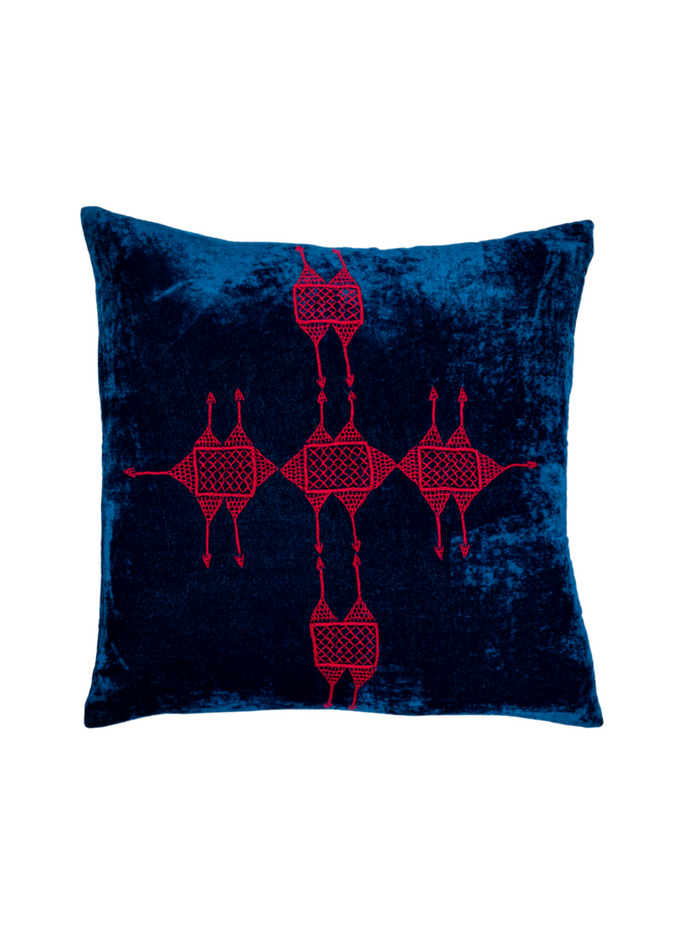 Rufia Indigo Velvet Pillow Cover