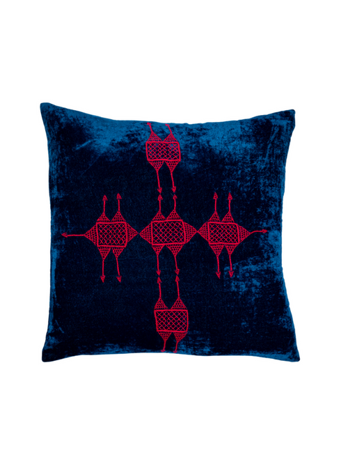 Rufia Indigo Velvet Pillow Cover