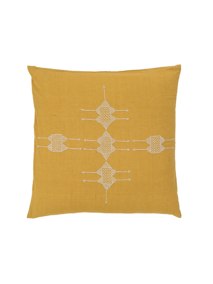 Rufia Yellow with Shell Embroidery Pillow
