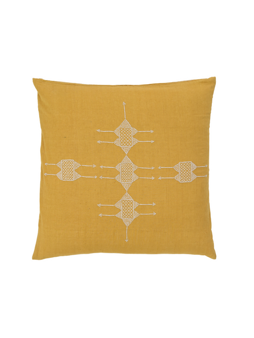 Rufia Yellow with Shell Embroidery Pillow