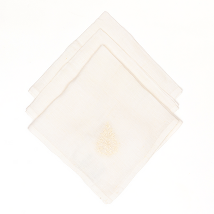 Sara Hand-Embroidered Napkins Set in Shell Linen