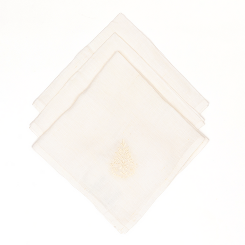 Sara Hand-Embroidered Napkins Set in Shell Linen