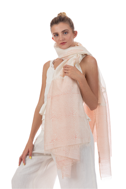 Sharmili Coral Silk Cotton Scarf