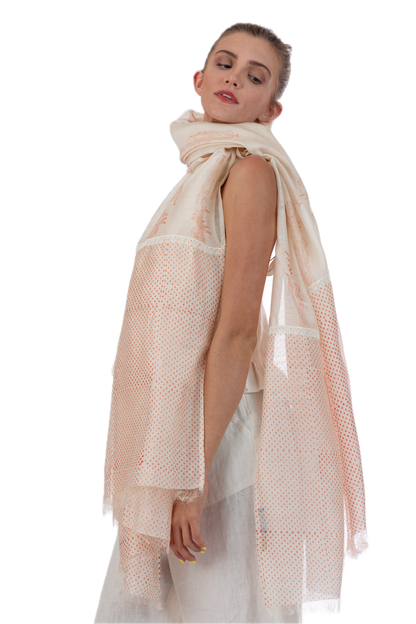 Sharmili Coral Silk Cotton Scarf