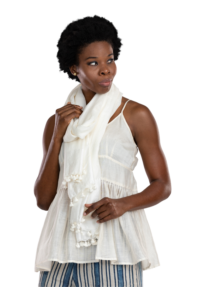Shell Pompom Scarf
