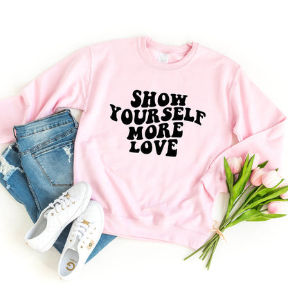 Show Yourself More Love crewneck sweatshirt, product photo 2