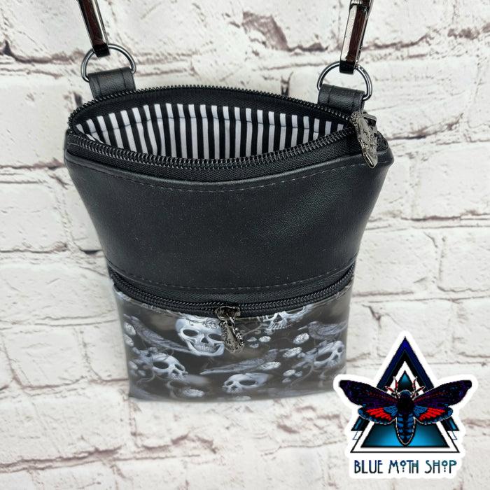 Skulls and Ravens Faux Leather Phone Crossbody Phone Bag