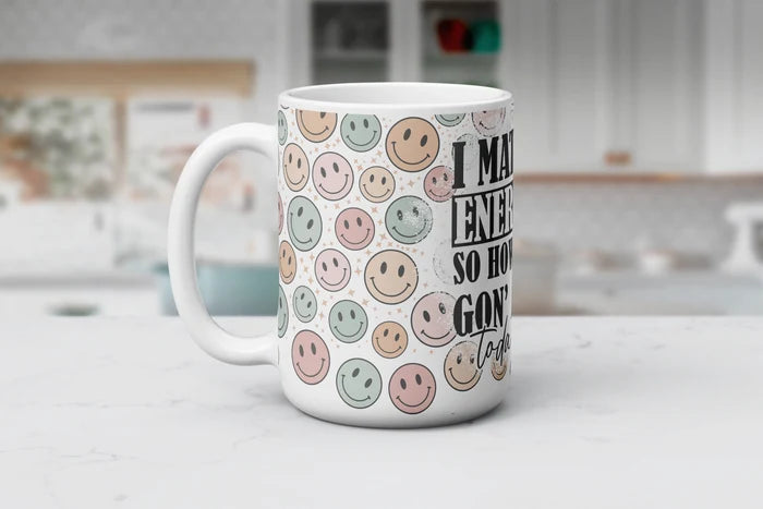 Smiles, Sass & Matching Energy | Retro Smiley Face Mug | 1314 Creations