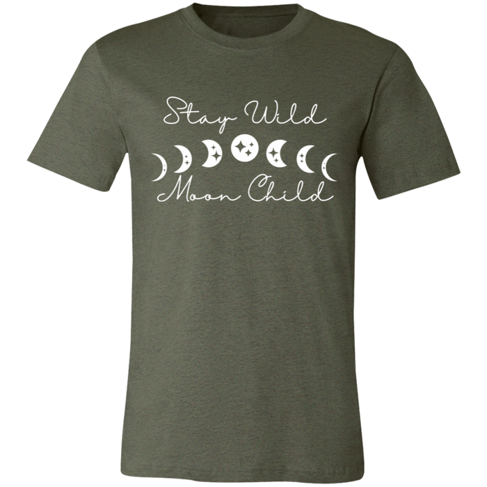 Stay Wild Moon Child graphic t-shirt in Heather Military Green