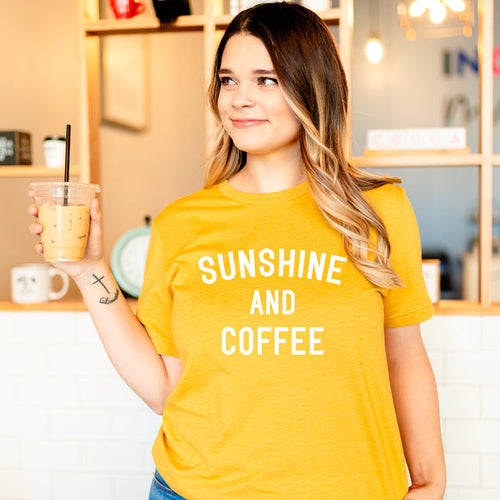Sunshine and Coffee graphic t-shirt