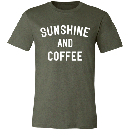 Sunshine and Coffee graphic t-shirt in Heather Military Green
