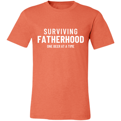 Surviving Fatherhood One Beer At A Time graphic t-shirt in Heather Orange