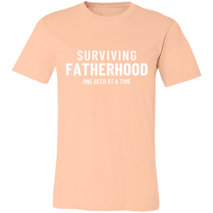 Surviving Fatherhood One Beer At A Time graphic t-shirt in Heather Peach