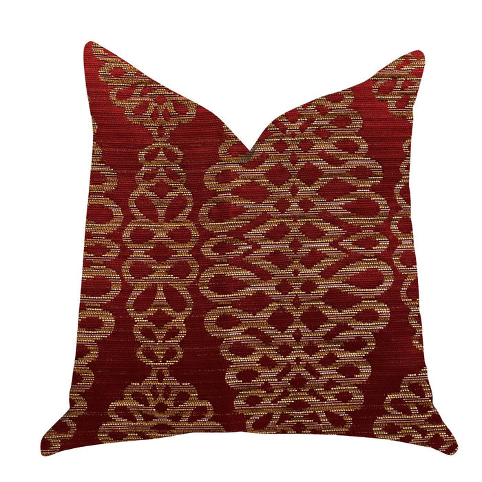 Sweet Henna Luxury Throw Pillow in Red and Gold - Plutus Brands