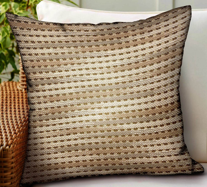 Tawny Edge Brown Stripes Luxury Outdoor/Indoor Throw Pillow - Plutus Brands