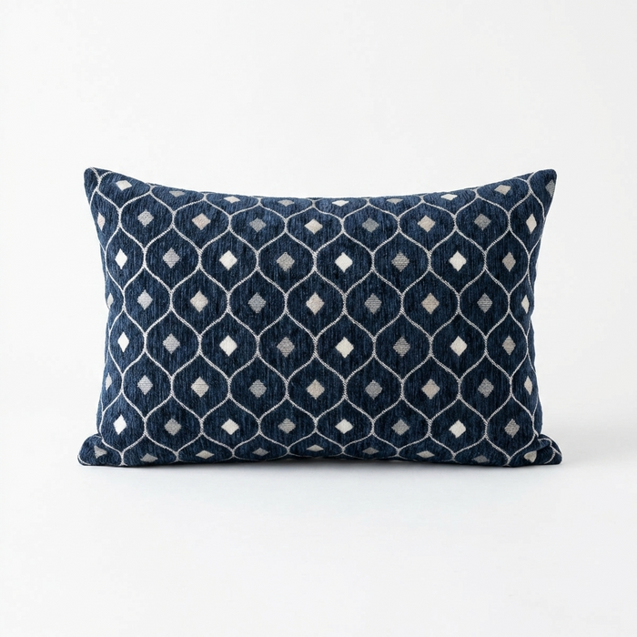 Teal Abyss Blue and Gold Luxury Throw Pillow