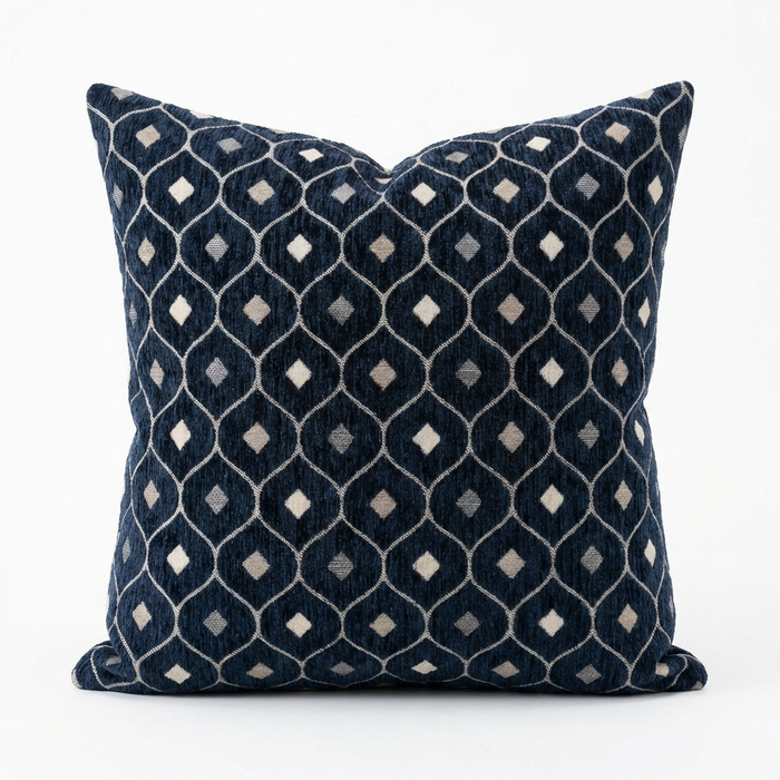 Teal Abyss Blue and Gold Luxury Throw Pillow