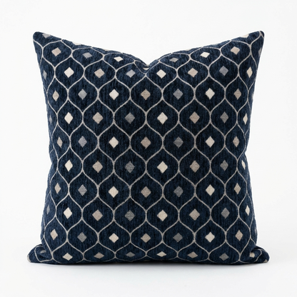 Teal Abyss Blue and Gold Luxury Throw Pillow
