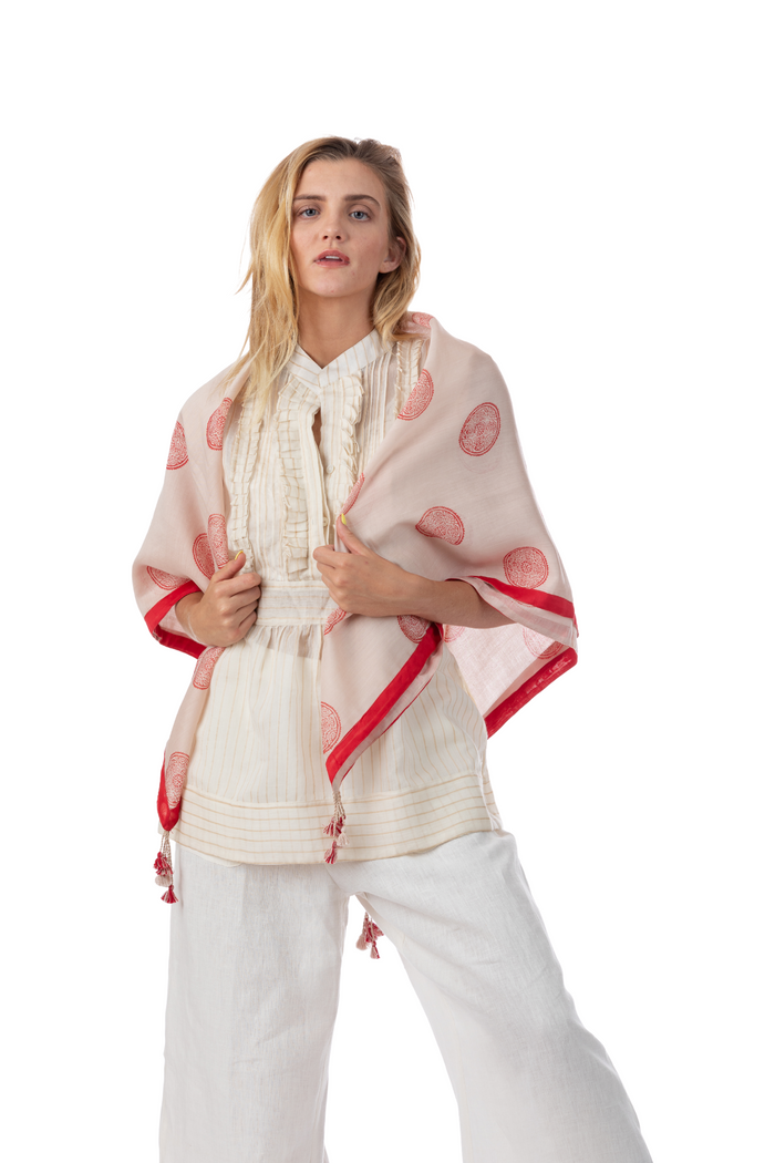 Teja Blush and Cranberry Scarf and Stole