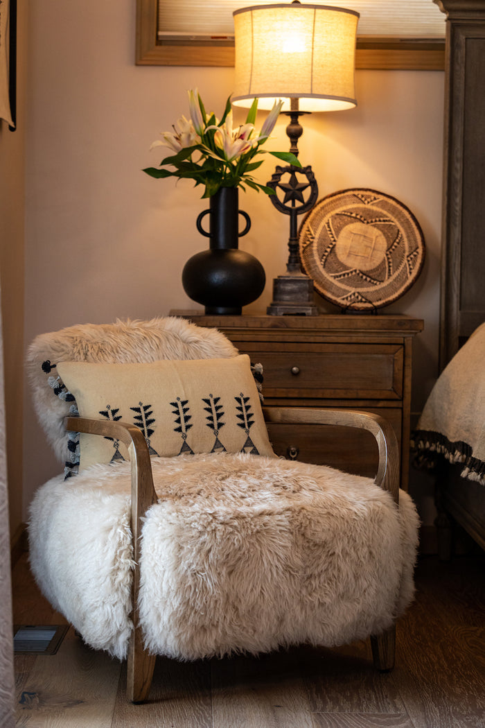 Temple Tree Wool Pillow Cover With Tassels