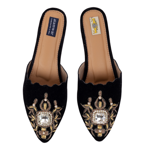 Velvet Black Babouche