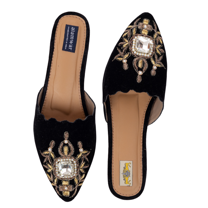 Velvet Black Babouche
