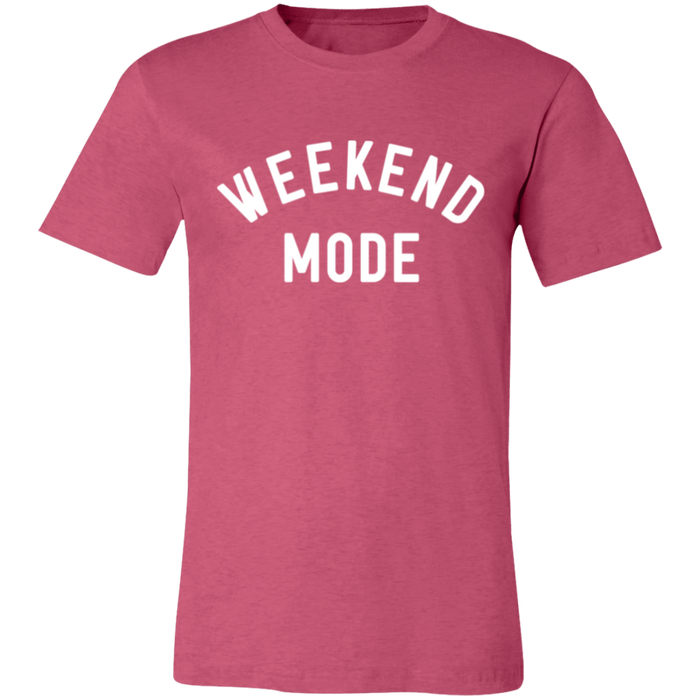 Weekend Mode graphic t-shirt in Heather Raspberry