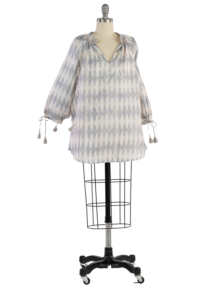 Yasmin Slate Silk Blouse