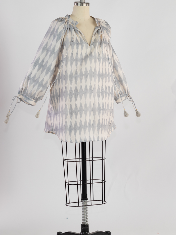 Yasmin Slate Silk Blouse